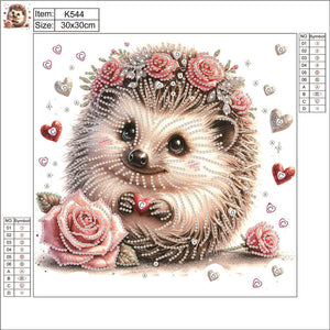 Hedgehog With Flower 30*30CM(Canvas) Partial Special Shaped Drill Diamond Painting