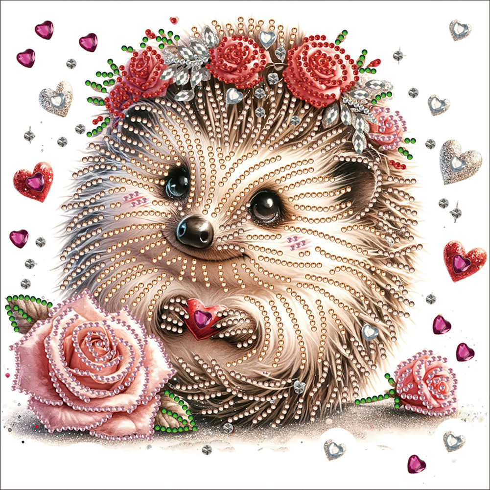 Hedgehog With Flower 30*30CM(Canvas) Partial Special Shaped Drill Diamond Painting