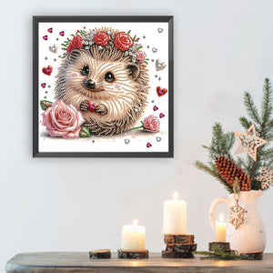 Hedgehog With Flower 30*30CM(Canvas) Partial Special Shaped Drill Diamond Painting