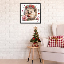 Load image into Gallery viewer, Hedgehog With Flower 30*30CM(Canvas) Partial Special Shaped Drill Diamond Painting
