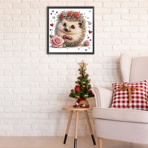 Hedgehog With Flower 30*30CM(Canvas) Partial Special Shaped Drill Diamond Painting