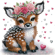 Load image into Gallery viewer, Deer With Flowers 30*30CM(Canvas) Partial Special Shaped Drill Diamond Painting
