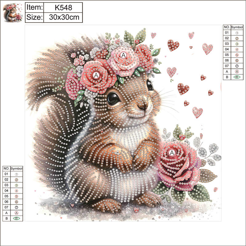 Flowered Squirrel 30*30CM(Canvas) Partial Special Shaped Drill Diamond Painting