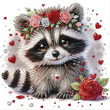 Load image into Gallery viewer, Raccoon Wearing Flowers 30*30CM(Canvas) Partial Special Shaped Drill Diamond Painting
