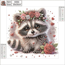 Load image into Gallery viewer, Raccoon Wearing Flowers 30*30CM(Canvas) Partial Special Shaped Drill Diamond Painting
