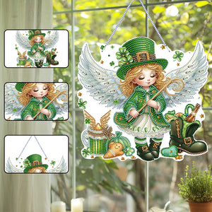 Acrylic Clover Angel Single-Sided 5D DIY Diamond Painting Hanging Pendant