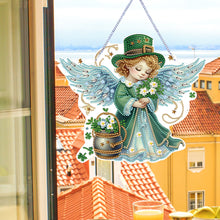 Load image into Gallery viewer, Acrylic Clover Angel Single-Sided 5D DIY Diamond Painting Hanging Pendant
