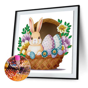 Basket Bouquet With Easter Eggs 30*30CM(Canvas) Partial Special Shaped Drill Diamond Painting