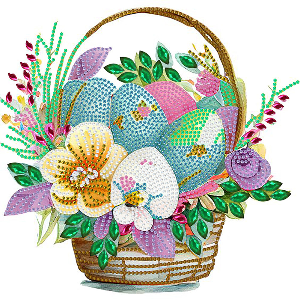 Basket Bouquet With Easter Eggs 30*30CM(Canvas) Partial Special Shaped Drill Diamond Painting