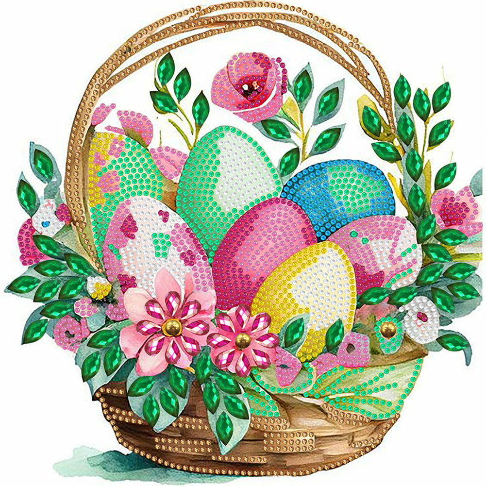 Basket Bouquet With Easter Eggs 30*30CM(Canvas) Partial Special Shaped Drill Diamond Painting