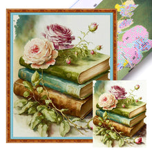 Load image into Gallery viewer, Flowers On Book - 40*50CM 11CT Stamped Cross Stitch
