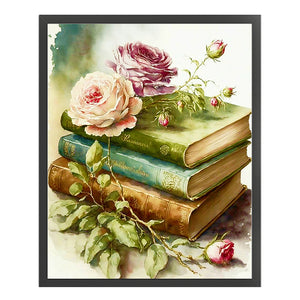 Flowers On Book - 40*50CM 11CT Stamped Cross Stitch
