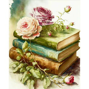 Flowers On Book - 40*50CM 11CT Stamped Cross Stitch