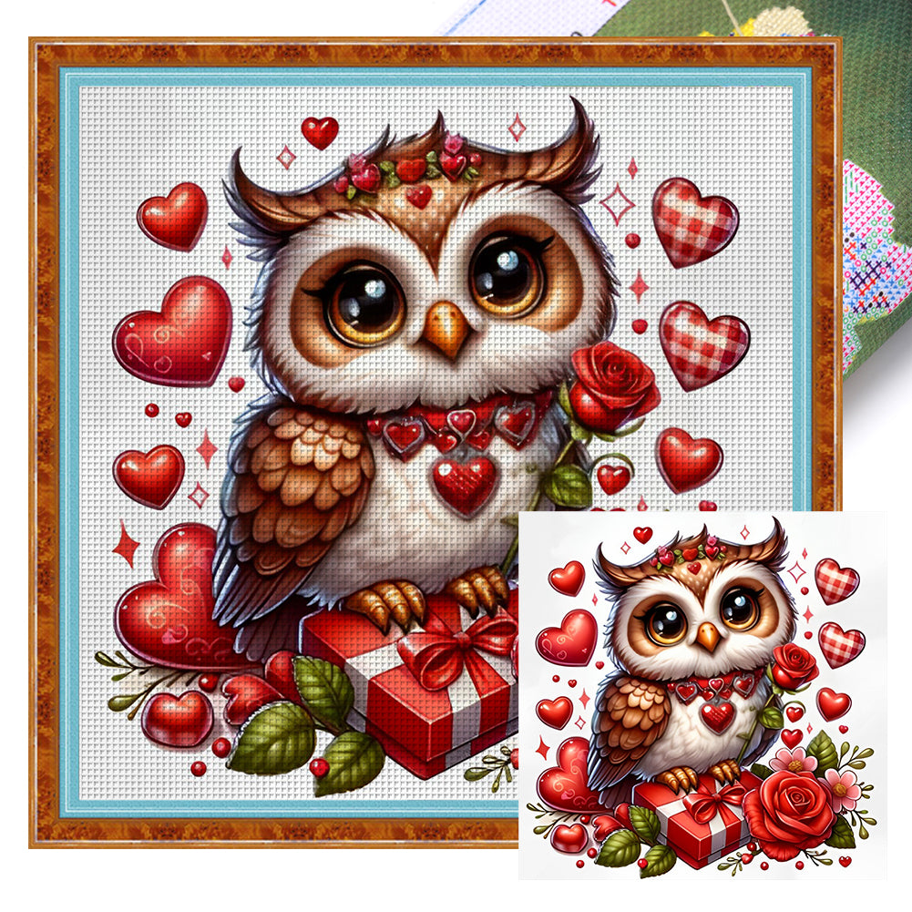 Love Owl - 40*40CM 11CT Stamped Cross Stitch