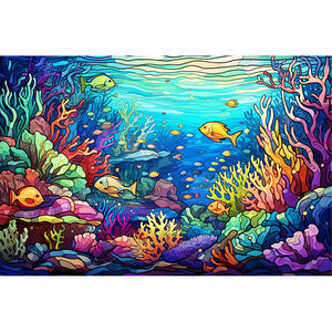 Glass Painting-Underwater World - 60*40CM 11CT Stamped Cross Stitch