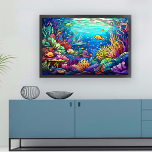 Glass Painting-Underwater World - 60*40CM 11CT Stamped Cross Stitch