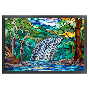 Glass Painting-Landscape And River - 60*40CM 11CT Stamped Cross Stitch