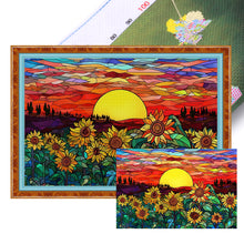 Load image into Gallery viewer, Glass Painting - Sunflower Sunset - 60*40CM 11CT Stamped Cross Stitch
