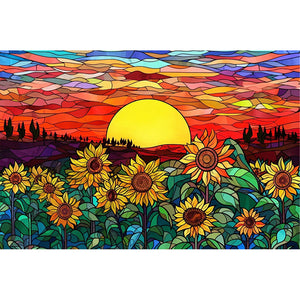 Glass Painting - Sunflower Sunset - 60*40CM 11CT Stamped Cross Stitch