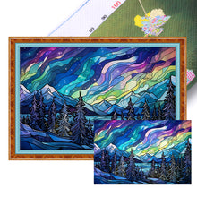 Load image into Gallery viewer, Glass Painting-Aurora Landscape - 60*40CM 11CT Stamped Cross Stitch
