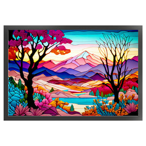 Glass Painting-Colorful Scenery - 60*40CM 11CT Stamped Cross Stitch