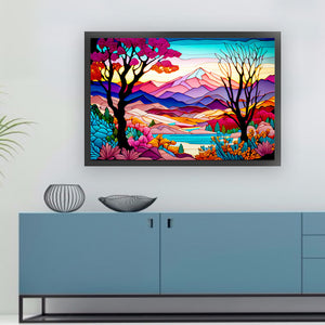 Glass Painting-Colorful Scenery - 60*40CM 11CT Stamped Cross Stitch