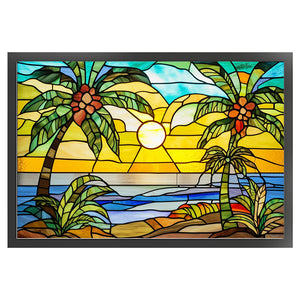 Glass Painting - Sunset By The Sea - 60*40CM 11CT Stamped Cross Stitch