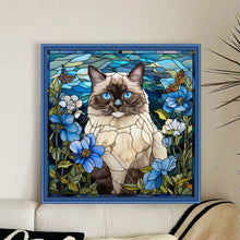 Load image into Gallery viewer, Glass Painting-Siamese Cat - 40*40CM 11CT Stamped Cross Stitch
