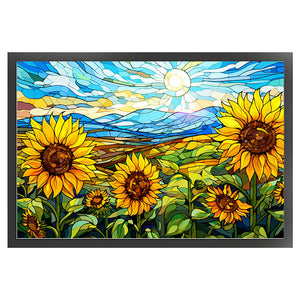 Glass Painting - Sunflower - 60*40CM 11CT Stamped Cross Stitch