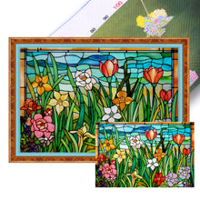 Load image into Gallery viewer, Glass Painting-Flowers - 60*40CM 11CT Stamped Cross Stitch
