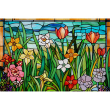 Load image into Gallery viewer, Glass Painting-Flowers - 60*40CM 11CT Stamped Cross Stitch
