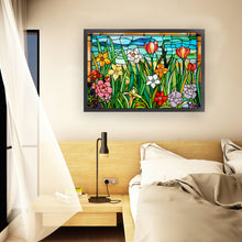 Load image into Gallery viewer, Glass Painting-Flowers - 60*40CM 11CT Stamped Cross Stitch
