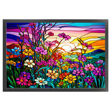 Load image into Gallery viewer, Glass Painting-Flowers And Sunset - 60*40CM 11CT Stamped Cross Stitch
