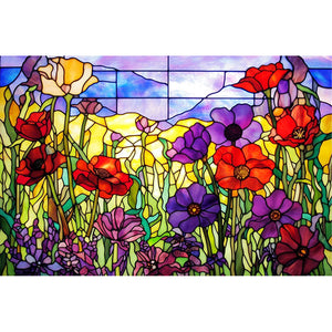 Glass Painting-Pansy - 60*40CM 11CT Stamped Cross Stitch