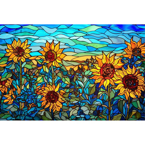 Glass Painting - Sunflower - 60*40CM 11CT Stamped Cross Stitch