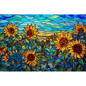 Glass Painting - Sunflower - 60*40CM 11CT Stamped Cross Stitch