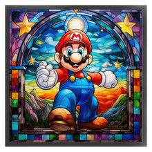 Load image into Gallery viewer, Glass Painting-Mario - 40*40CM 11CT Stamped Cross Stitch
