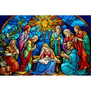 Glass Painting-Nativity Of Jesus - 60*40CM 11CT Stamped Cross Stitch