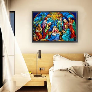 Glass Painting-Nativity Of Jesus - 60*40CM 11CT Stamped Cross Stitch