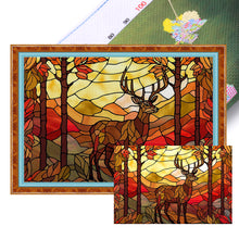 Load image into Gallery viewer, Glass Painting-Elk - 60*40CM 11CT Stamped Cross Stitch
