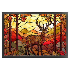 Glass Painting-Elk - 60*40CM 11CT Stamped Cross Stitch