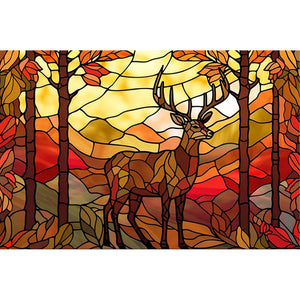 Glass Painting-Elk - 60*40CM 11CT Stamped Cross Stitch