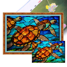 Load image into Gallery viewer, Glass Painting-Turtle - 60*40CM 11CT Stamped Cross Stitch
