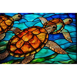 Glass Painting-Turtle - 60*40CM 11CT Stamped Cross Stitch