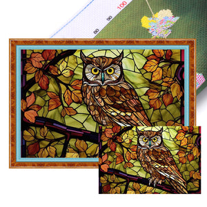 Glass Painting-Owl - 60*40CM 11CT Stamped Cross Stitch