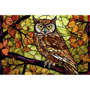 Glass Painting-Owl - 60*40CM 11CT Stamped Cross Stitch