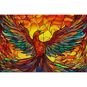 Glass Painting-Phoenix - 60*40CM 11CT Stamped Cross Stitch