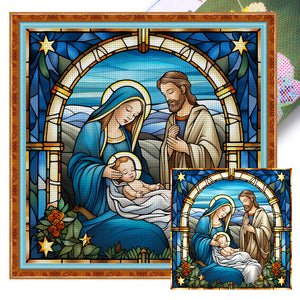 Glass Painting-Priests And Mothers - 40*40CM 14CT Stamped Cross Stitch