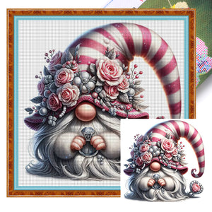 Flower Gnome - 30*30CM 18CT Stamped Cross Stitch