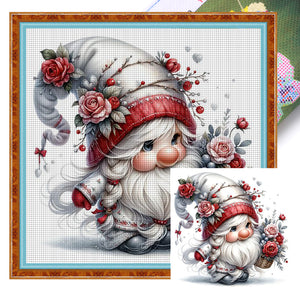 Flower Gnome - 30*30CM 18CT Stamped Cross Stitch